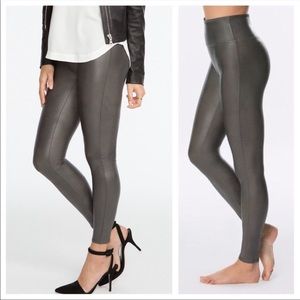 NWT SPANX Gunmetal faux leather leggings